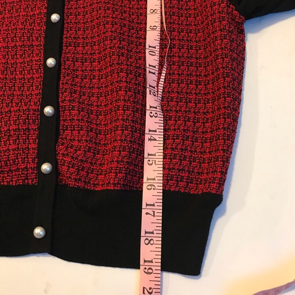 NWT Karl Lagerfeld Paris Red Plaid Cardigan Sz M - Picture 6 of 6